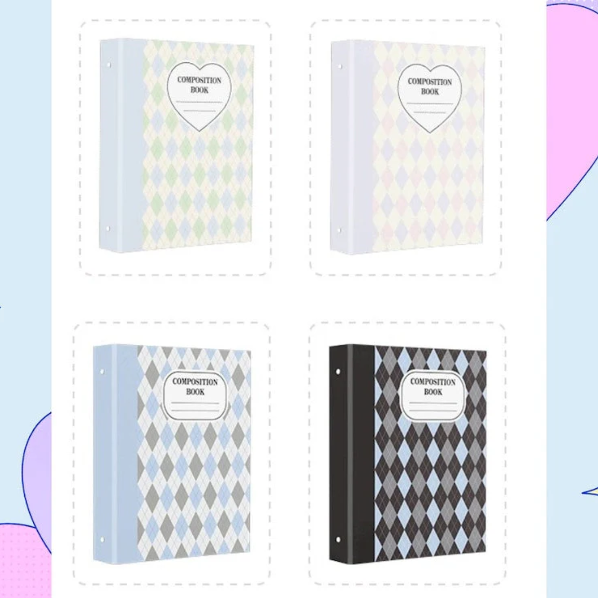 A5 composition binder, Kpop hardcover binder, Retro Diamond Hardcover, Standard 6 Ring binder