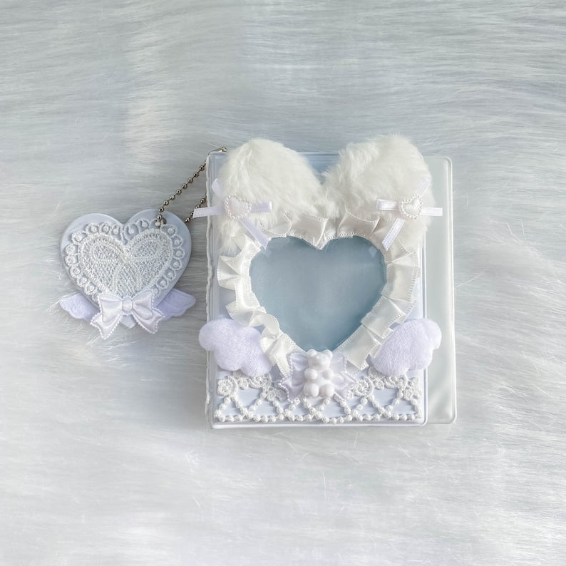 Kpop Gummy Bear Photocard Binder + 16 Pages Refills, Handmade White Collect Book