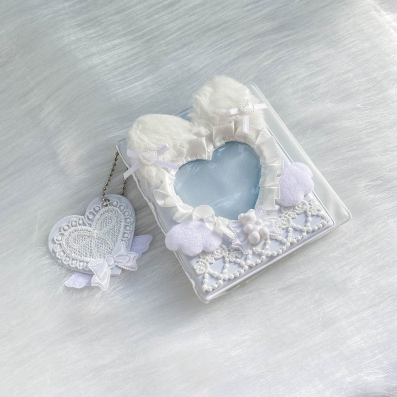 Kpop Gummy Bear Photocard Binder + 16 Pages Refills, Handmade White Collect Book