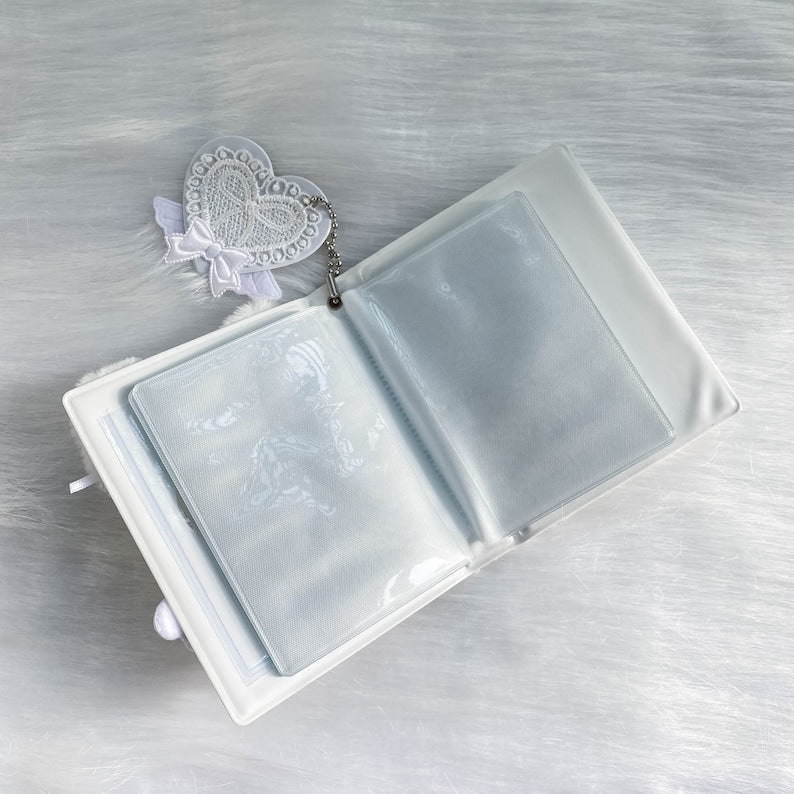 Kpop Gummy Bear Photocard Binder + 16 Pages Refills, Handmade White Collect Book