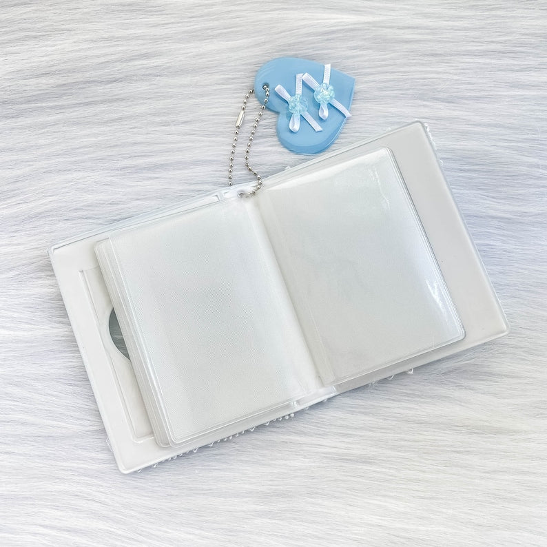 Baby Blue Kpop Photocard Binder, Kawaii Cute Collect Book, Handmade Bowtie&Springe Photocard Holder
