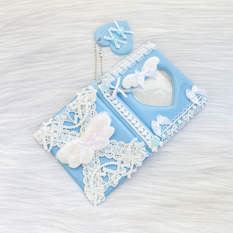 Baby Blue Kpop Photocard Binder, Kawaii Cute Collect Book, Handmade Bowtie&Springe Photocard Holder