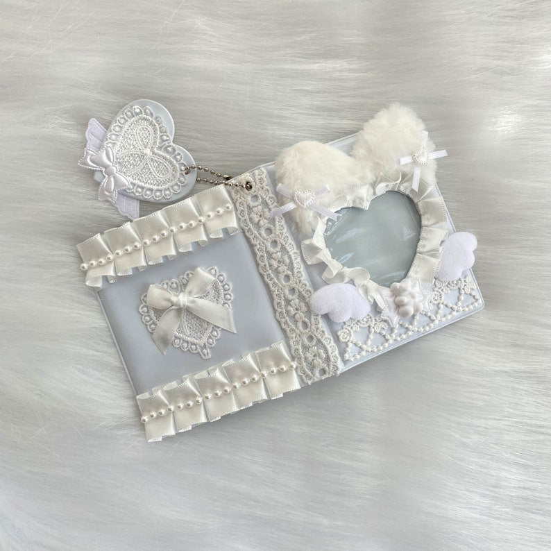 Kpop Gummy Bear Photocard Binder + 16 Pages Refills, Handmade White Collect Book