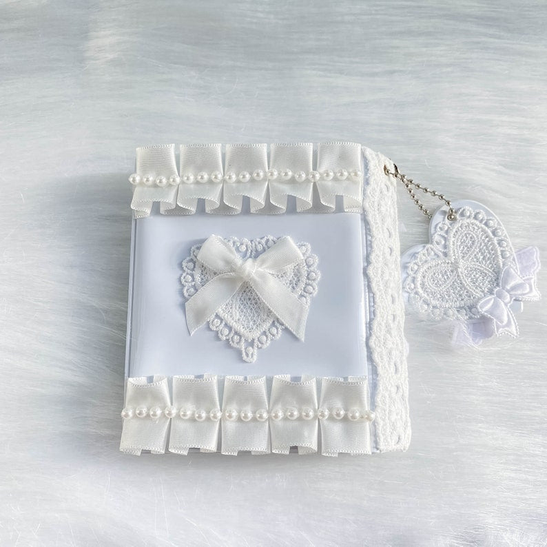 Kpop Gummy Bear Photocard Binder + 16 Pages Refills, Handmade White Collect Book