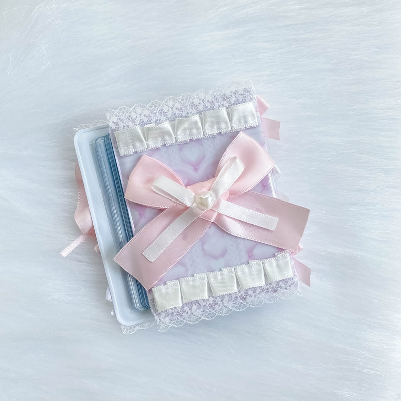 Fairycore Kpop Collect Book + 16-Page Refills, Handmade Lace&Bowtie Kpop Binder