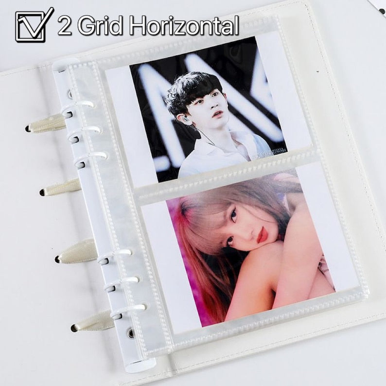 A5 Leather Kpop Photocard Binder with Bow Tie Strap, Pokemon Card Collect Book, 4/2/1 Grid Photocard Album