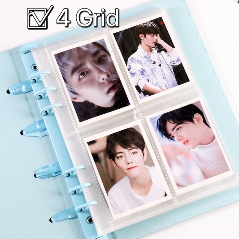 A5 Leather Kpop Photocard Binder with Bow Tie Strap, Pokemon Card Collect Book, 4/2/1 Grid Photocard Album