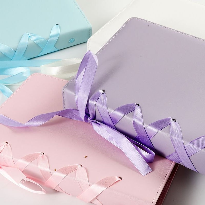 A5 Leather Kpop Photocard Binder with Bow Tie Strap, Pokemon Card Collect Book, 4/2/1 Grid Photocard Album