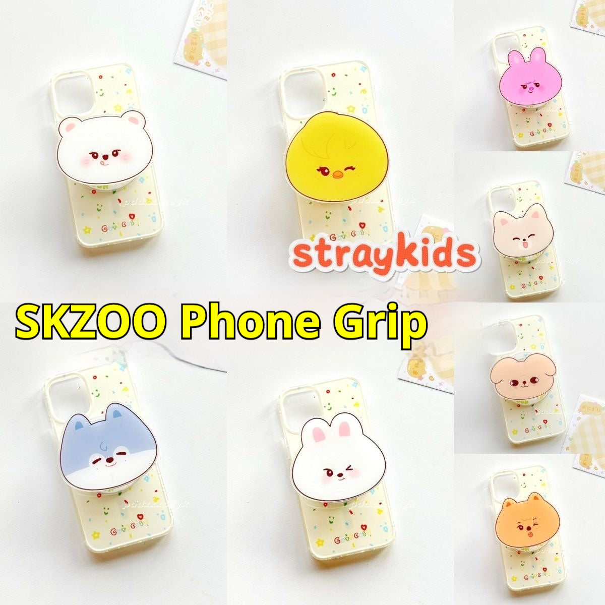 Stray Kids Skzoo, Cute Acrylic Phone Grip, 8 Styles Available, Free Shipping
