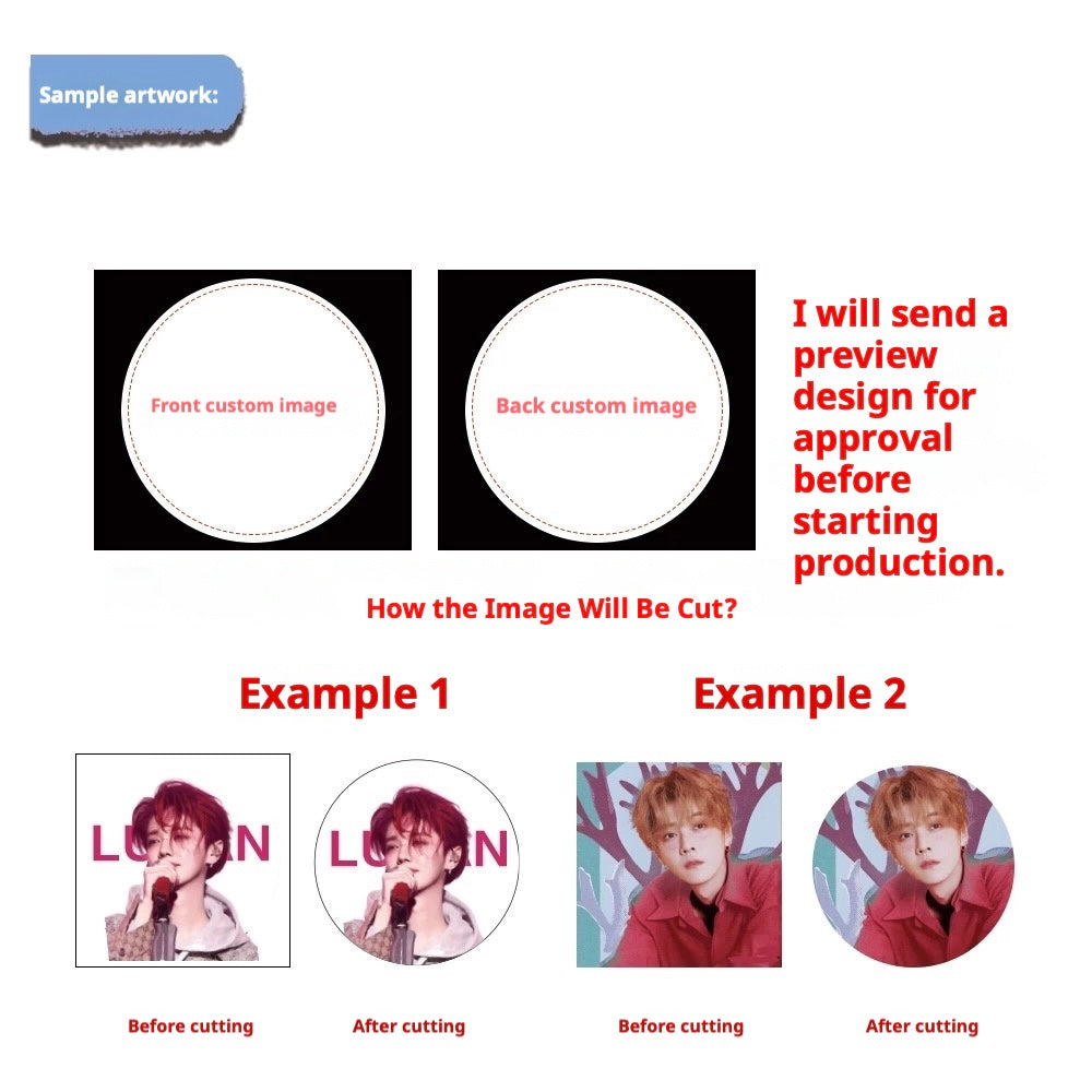 Custom K-pop Bias Picket, Double-Sided K-pop Image Cheering Fan, Free Shipping